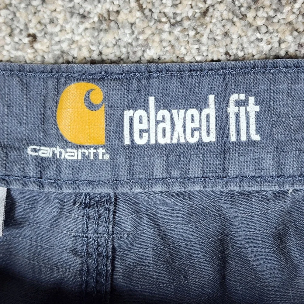 Carhartt Cargo Shorts Mens 44 Relaxed Fit Ripstop Blue Grey Workwear Excellent